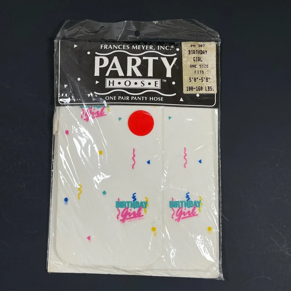 Frances Meyer Party Hose Birthday Girl Womens OS White Confetti Vintage Tights